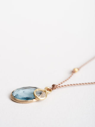blue topaz/diamond slice necklace