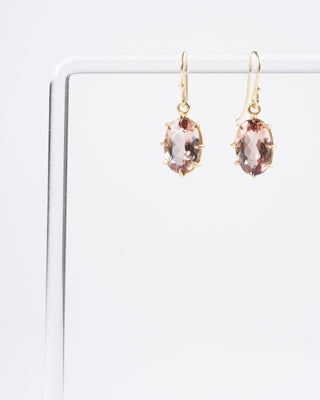 blush tourmaline faceted oval drop earrings
