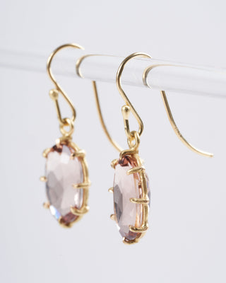 blush tourmaline faceted oval drop earrings