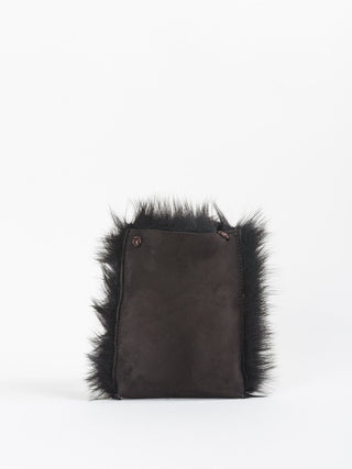 shearling cell pouch – brown