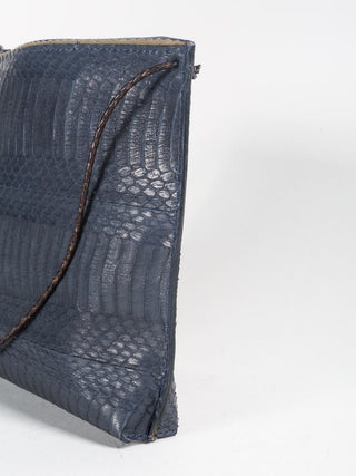 strappy pouch - navy watersnake