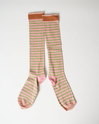 knee socks - pink/green stripe