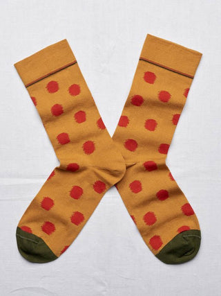 short sock - mustard polka dot