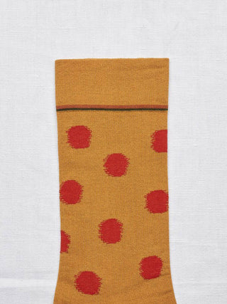 short sock - mustard polka dot
