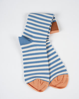 short sock- blue and white stripe