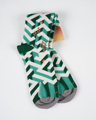 short sock- green geometric print