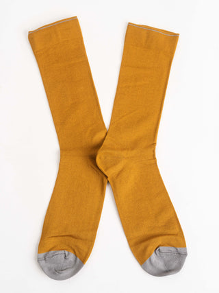 short sock - mustard brown/grey
