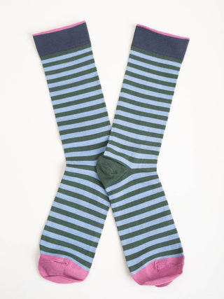 short sock - navy green stripe/purple