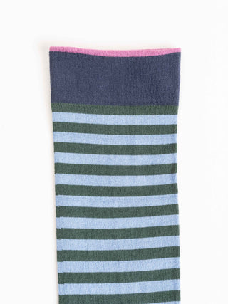 short sock - navy green stripe/purple