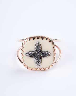 bowie ring white with diamond pink gold - gold