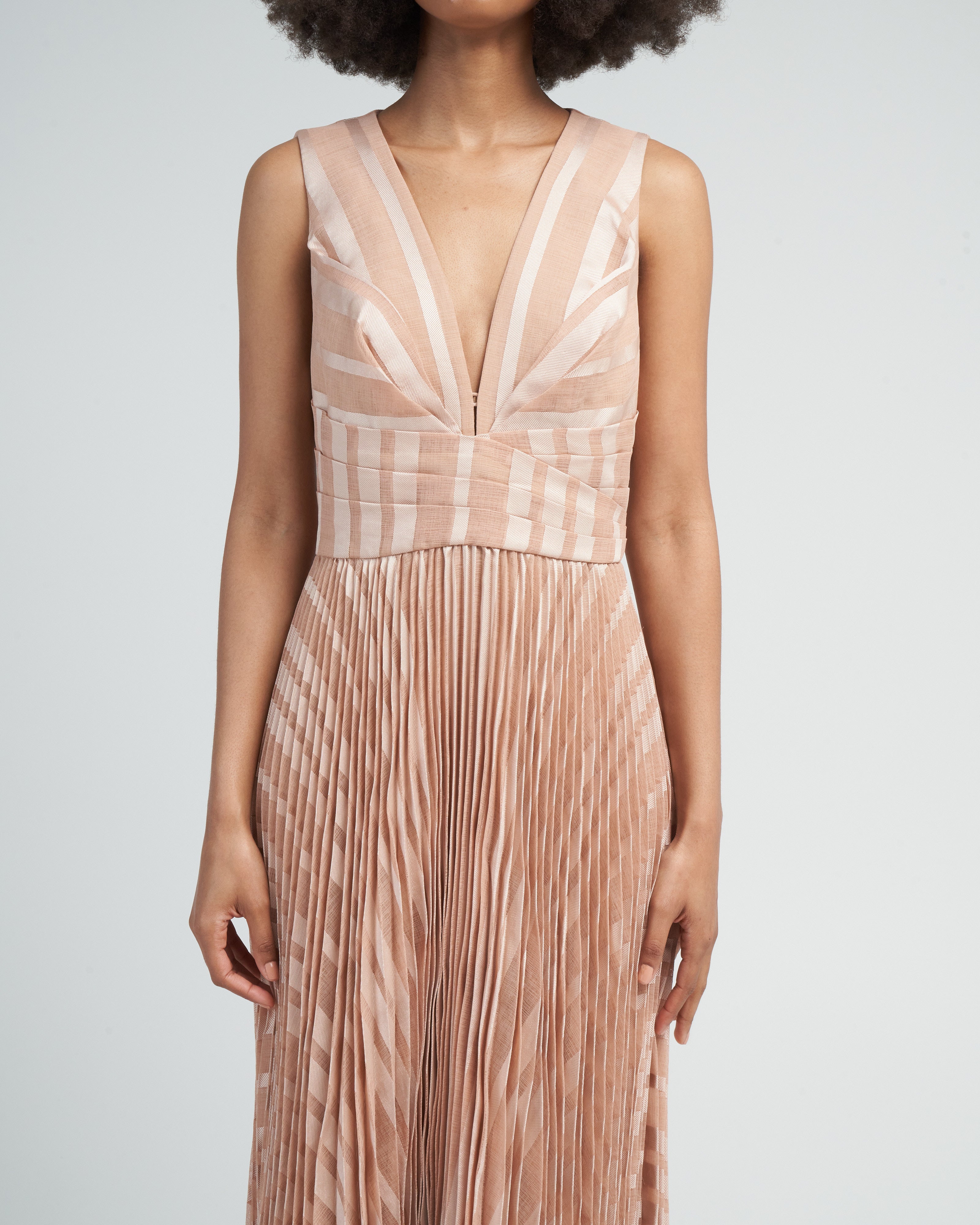 zimmermann burnout pleated dress Zimmermann - Burnout Sunray Nude Midi Dress