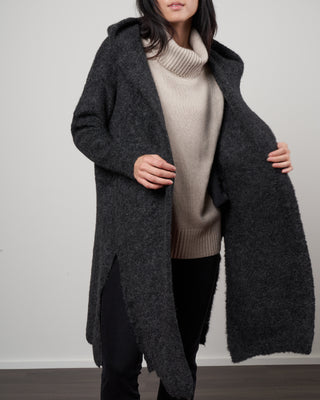 alpaca long coat sweater - charcoal grey