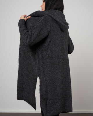 alpaca long coat sweater - charcoal grey