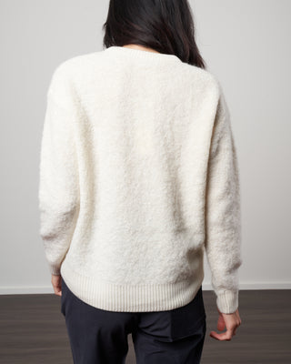 alpaca simple crew neck sweater - white