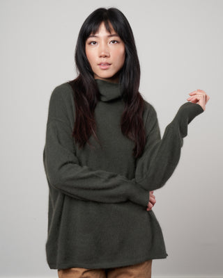 cashmere simple turtleneck sweater - khaki