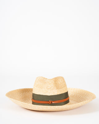 camargo wide brim hat with grosgrain and leather - natural and seaweed