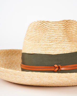camargo wide brim hat with grosgrain and leather - natural and seaweed