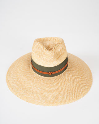 camargo wide brim hat with grosgrain and leather - natural and seaweed