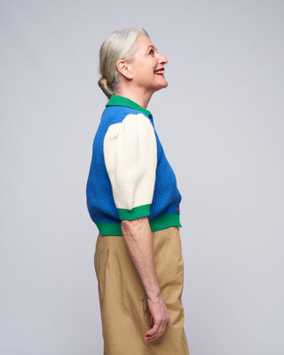 cardiganino sweater - white sleeves & green details