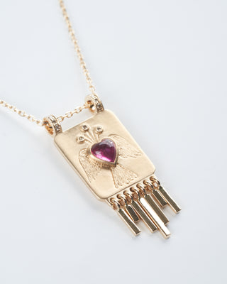 pink tourmaline plate necklace - pink/ gold