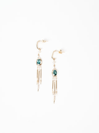 tourmaline and long fringe spike earrings