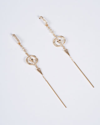 moon diamonds merkabah earrings - gold and stone