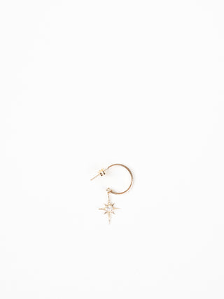 star & white sapphire single hoop single earring