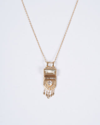 totem tourmalines and diamonds necklace - gold and stone