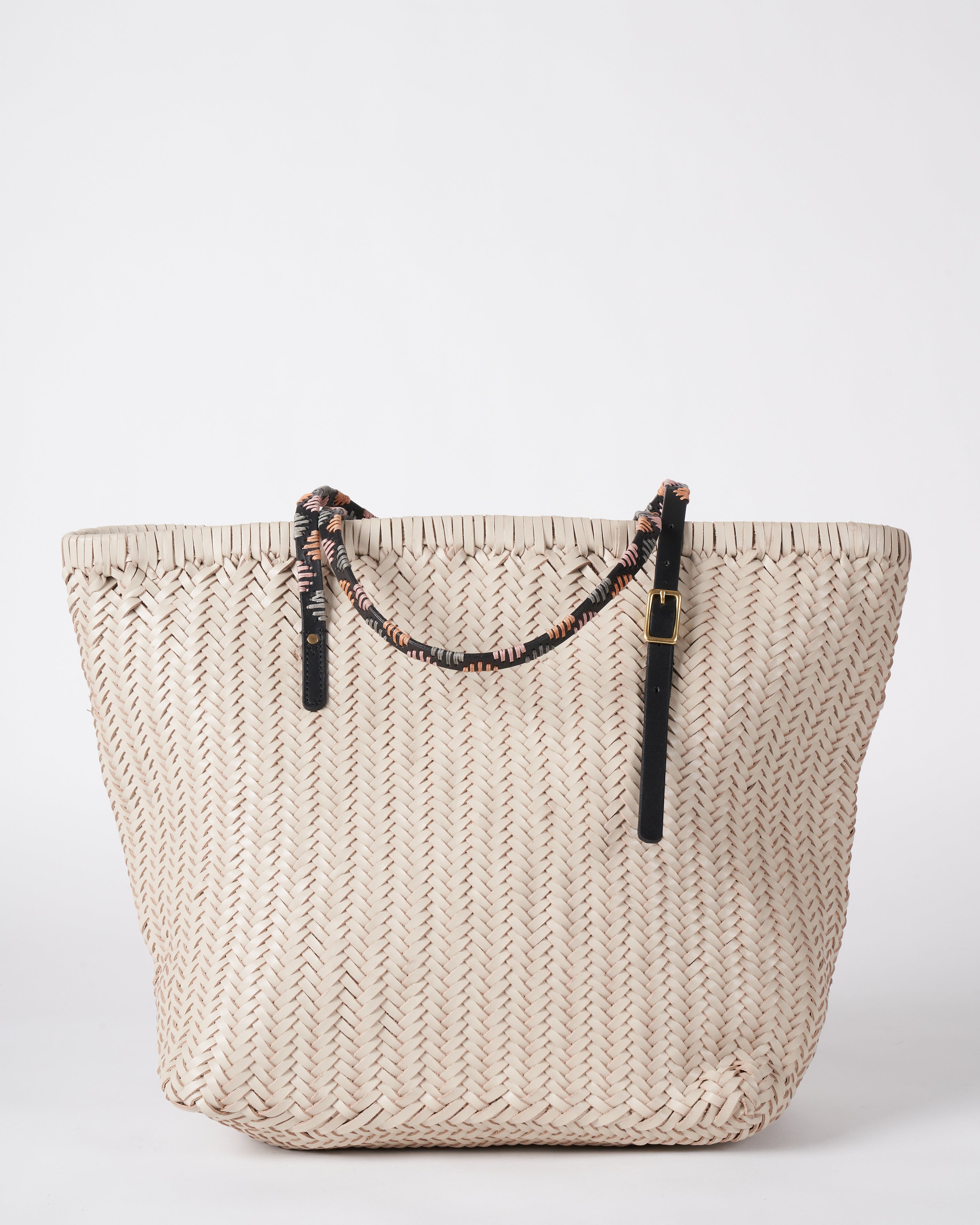 Kempton & Co. Chalk Woven Leather Tote