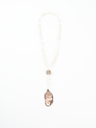 stone bead necklace with elephant pendant