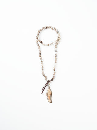jasper necklace with feather pendant