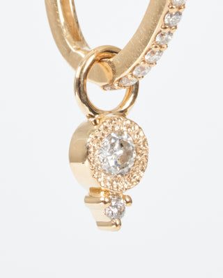 classic single diamond bezel charm - gold/diamonds