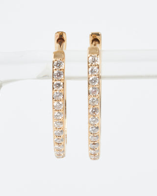 classic small oval pave hoops - gold/diamond
