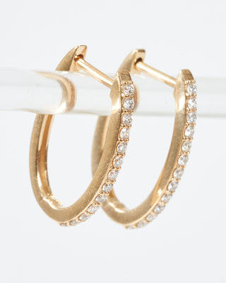 classic small oval pave hoops - gold/diamond