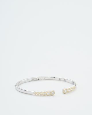 classic two-toned open bezel set diamond bangle