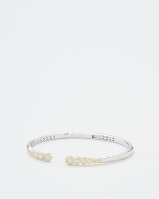 classic two-toned open bezel set diamond bangle