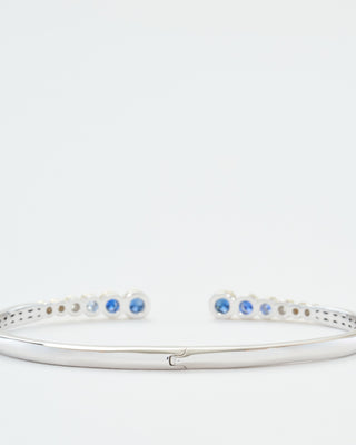 classic two-toned open bezel set sapphire bangle