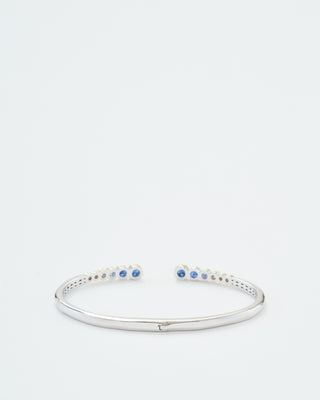 classic two-toned open bezel set sapphire bangle