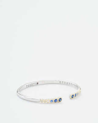 classic two-toned open bezel set sapphire bangle