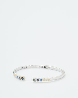 classic two-toned open bezel set sapphire bangle