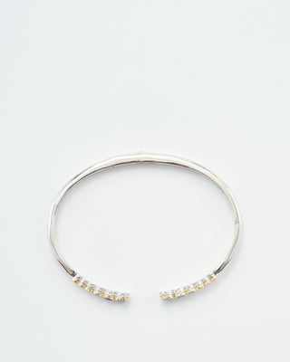 classic two-toned open bezel set sapphire bangle