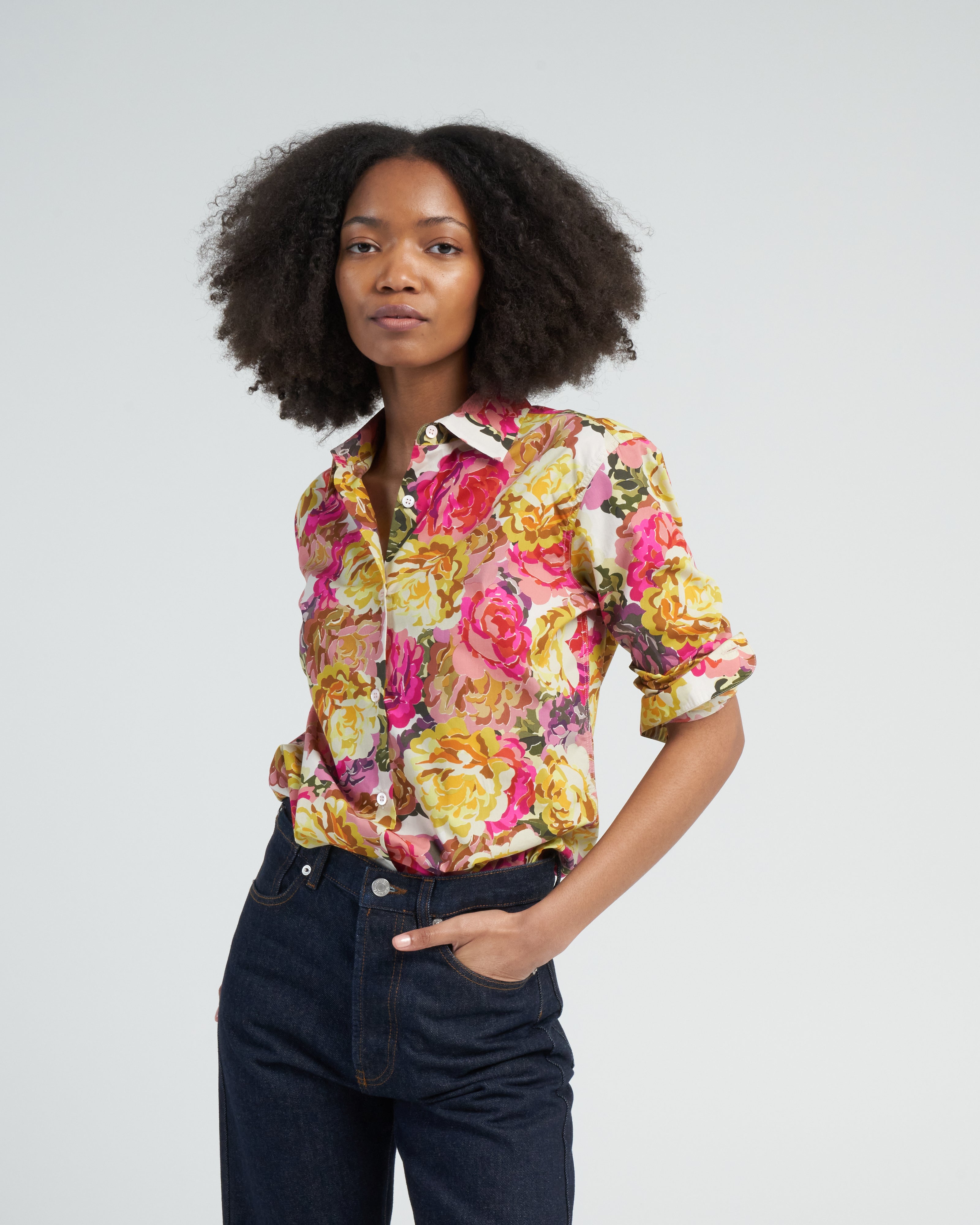 mauve dress shirt FINAL SALE: Range waist Point collar with removable stays mauve shirt