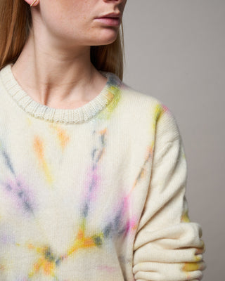 cosmos swirl tye dye crew sweater - orange/yellow/grey