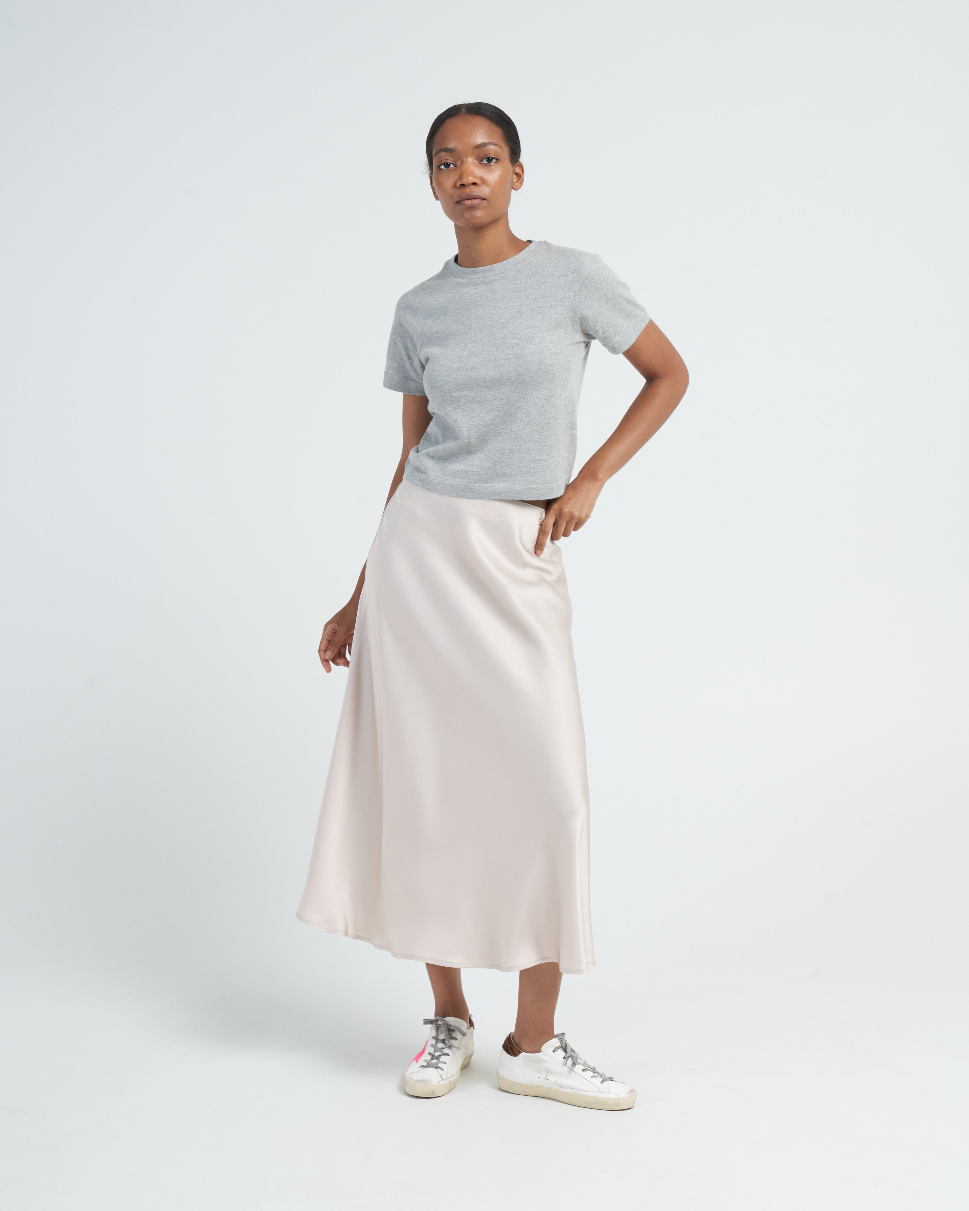 cotton cashmere tee - grey