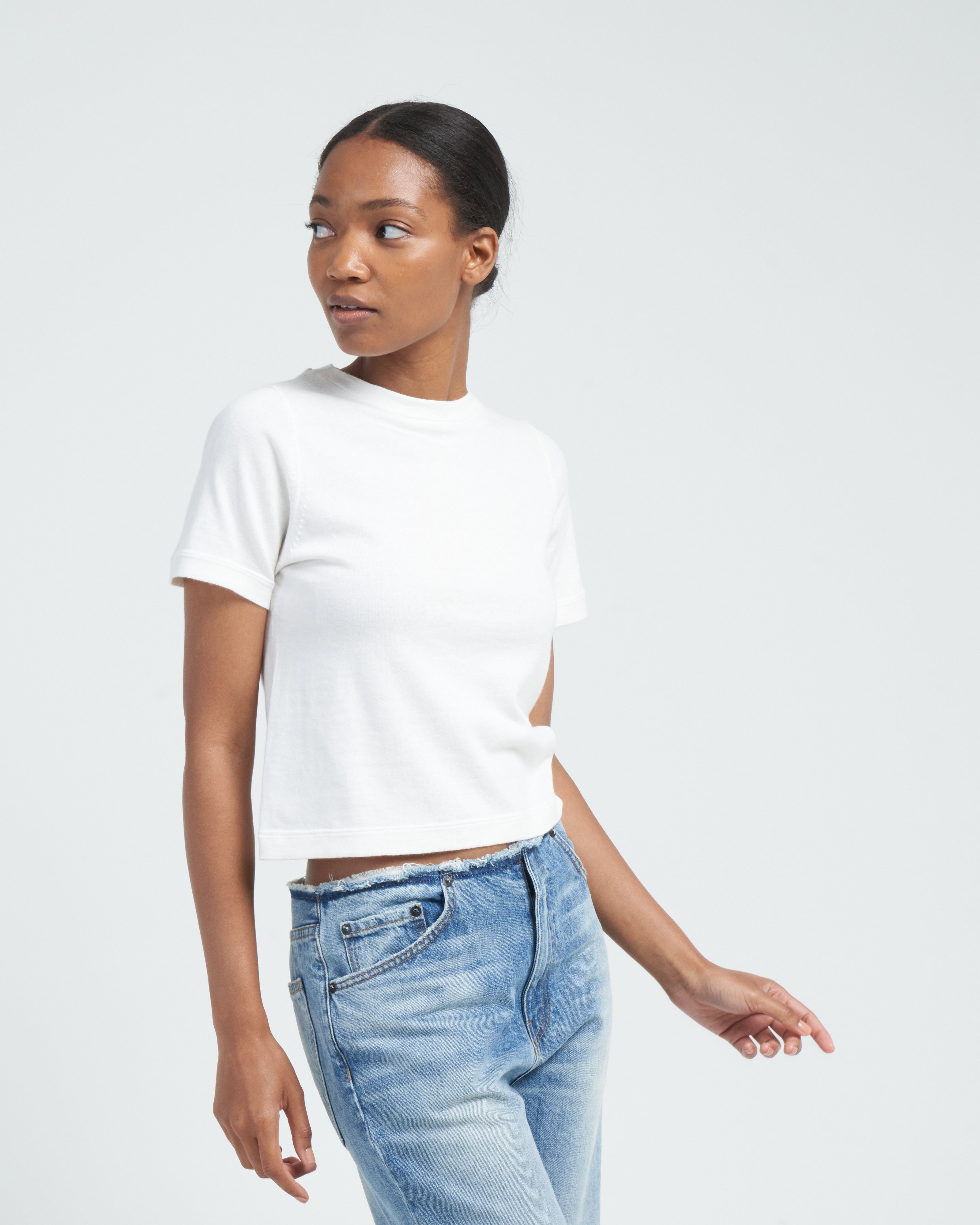 cotton cashmere tee - snow