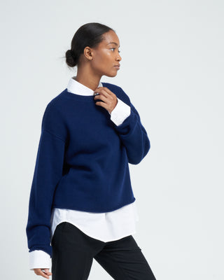 crew neck sweater - deep sea blue