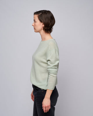 crewneck long sleeve sweater - light grey green