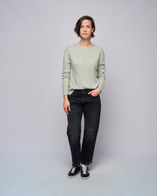crewneck long sleeve sweater - light grey green