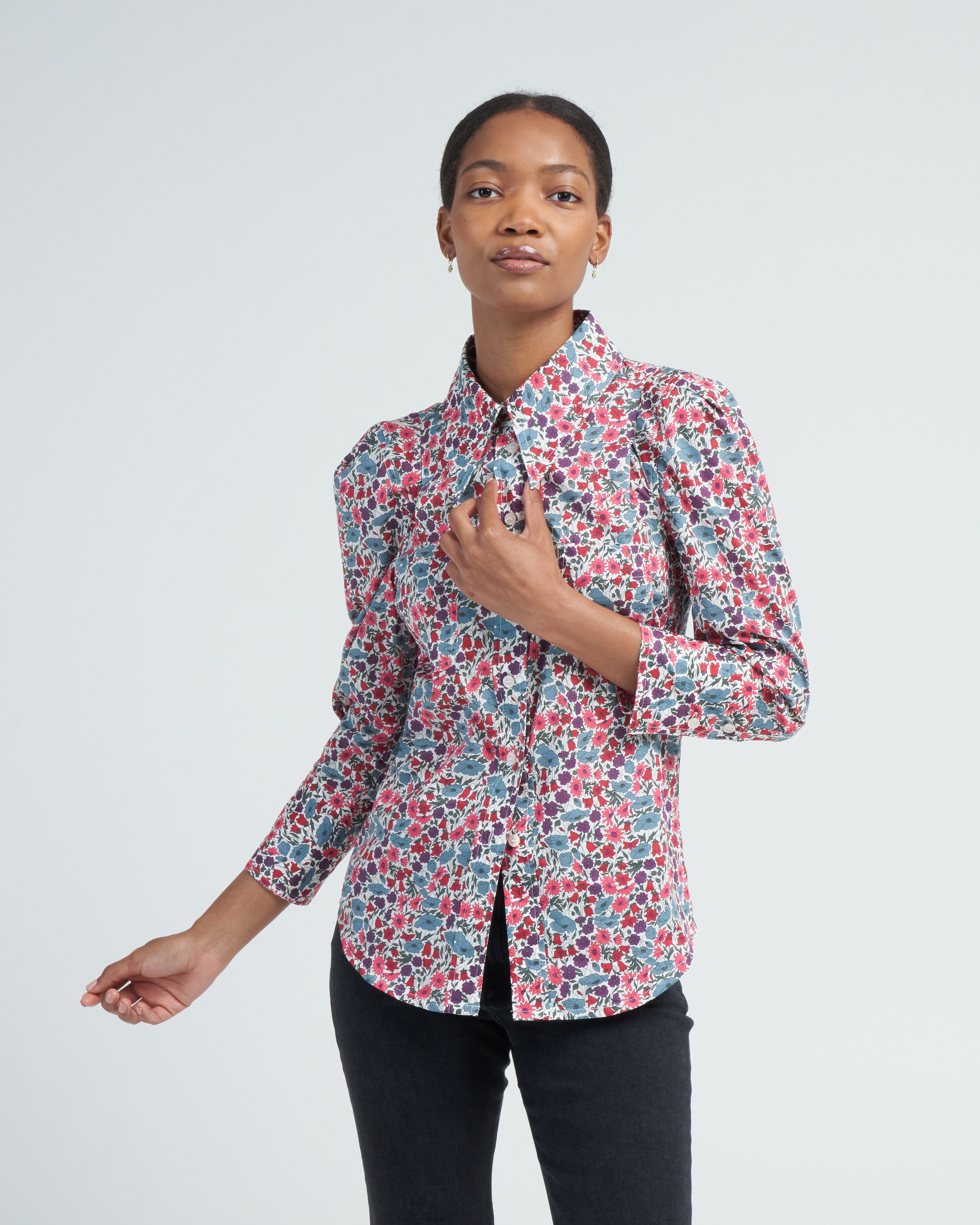 Smythe Crop Sleeve Box Pleat Shirt Multi Floral – scarpa