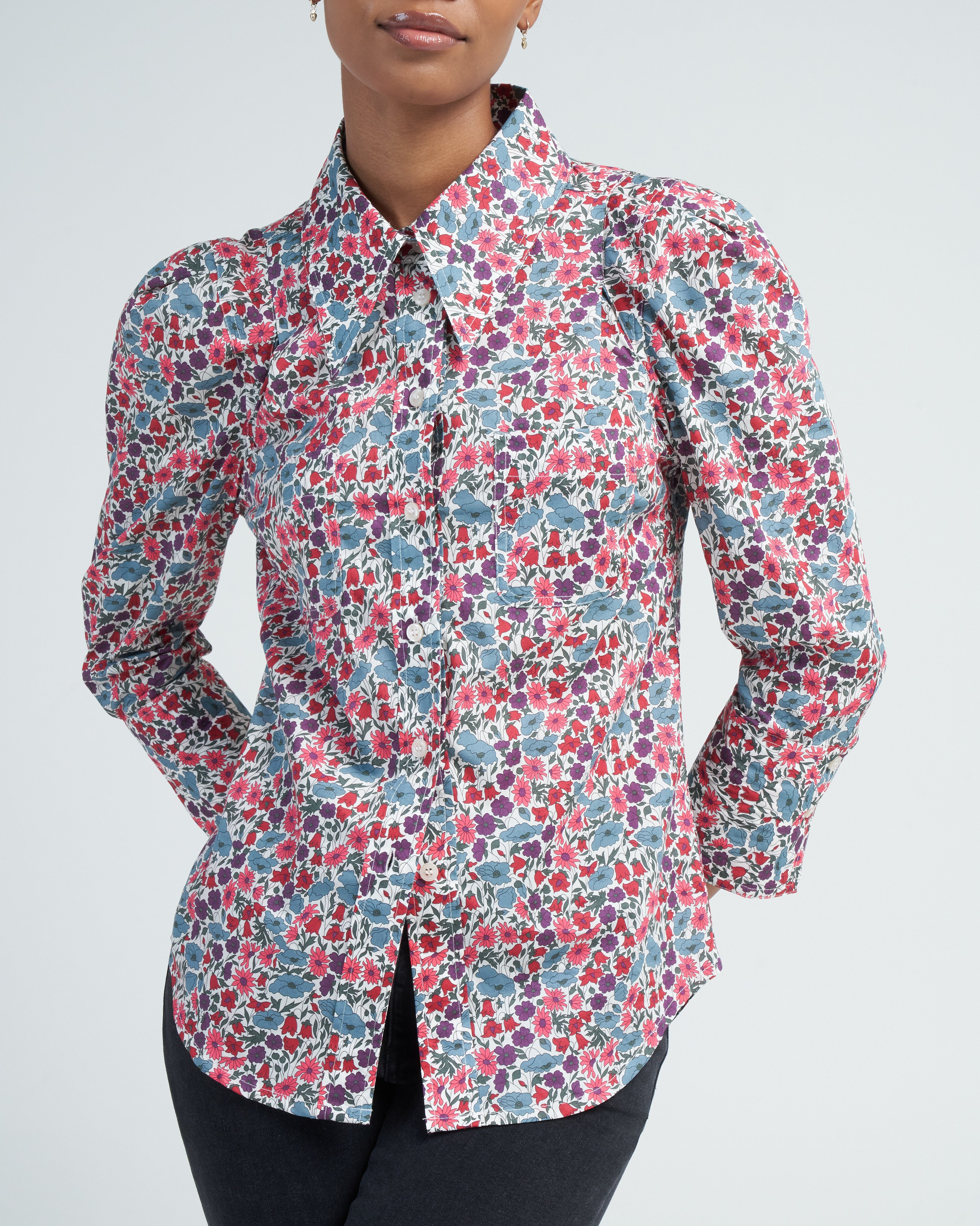 Smythe Crop Sleeve Box Pleat Shirt Multi Floral